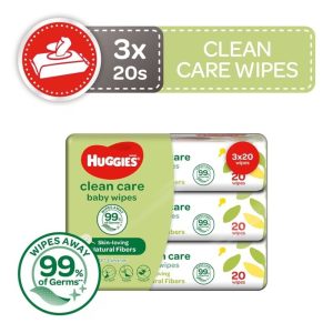 Huggies Clean Care Baby Wipes 3x20s